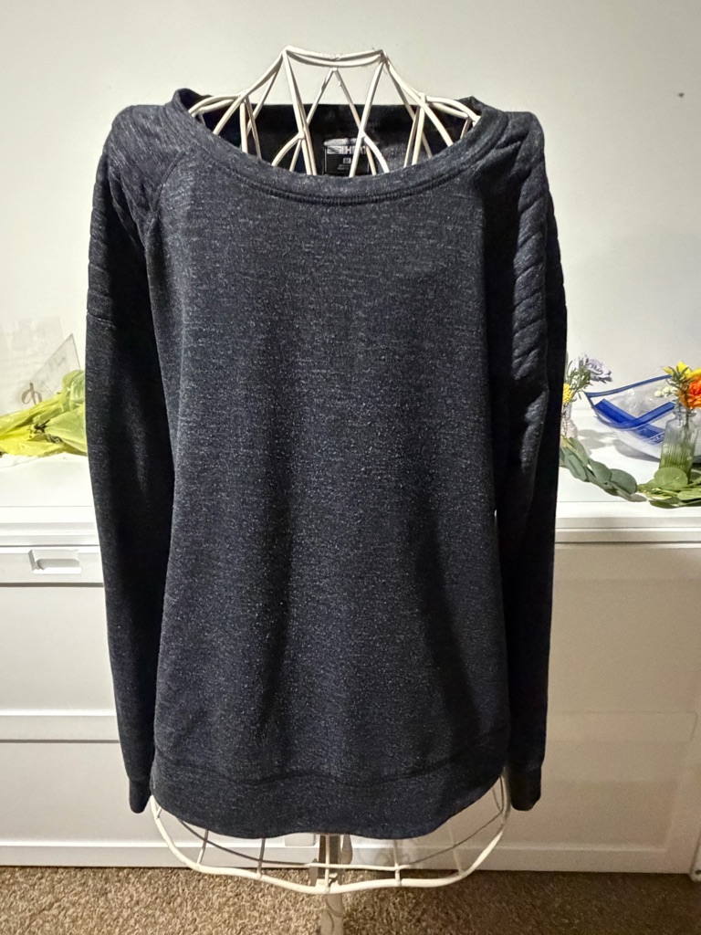 32 Degrees Dark Charcoal Quilted-Shoulder Pullover